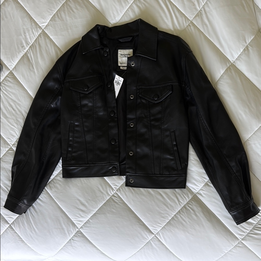 NWT Abercrombie Vegan Leather Bomber Jacket